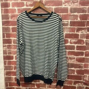 Ann Klein Black and White Striped Sweater